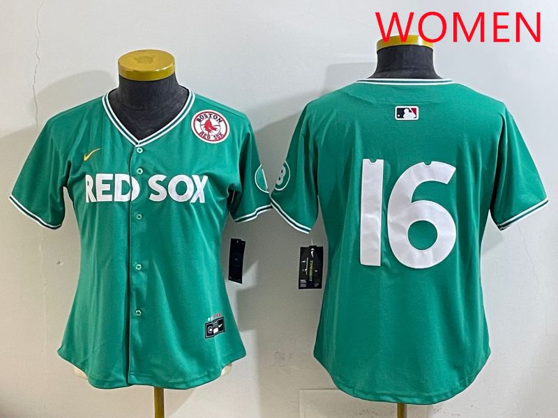 Women Boston Red Sox #16 No Name Green Joint Name Nike 2025 MLB Jersey style 9